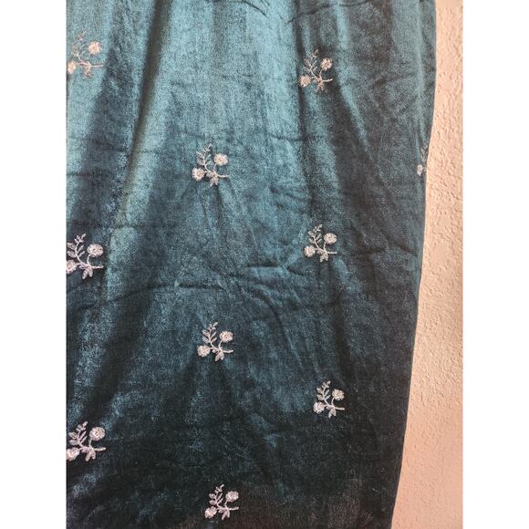 Zara Y2k Suede Flower Embroidered Lace Forest Green Dress - Picture 5 of 8